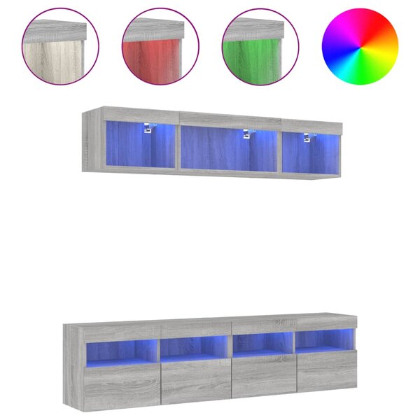 vidaXL Unités murales TV avec LED 5 Pièces gris sonoma bois d'ingénierie
