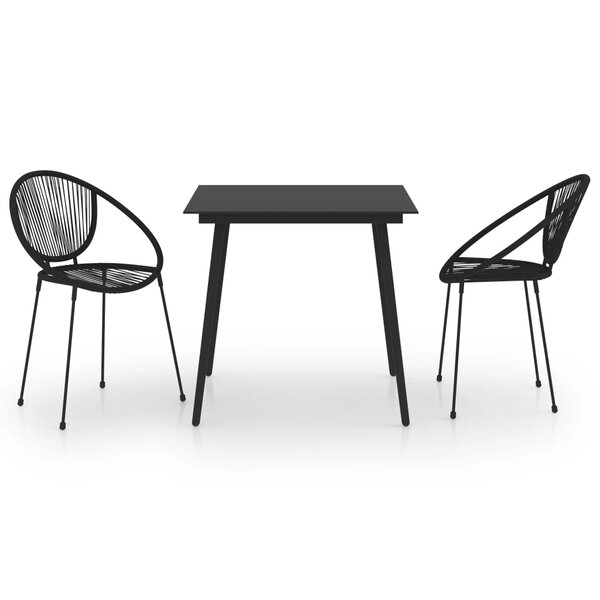 vidaXL Ensemble à dîner d'extérieur 3 Pièces Rotin PVC Noir