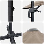 vidaXL Grand Parasol Déporté Taupe Polyester Grand Pliable Moderne