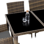 Tectake salon de jardin monaco 8 places avec 2 sets de housses + housse de protection - marron naturel