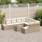 vidaXL Ensemble de canapé de jardin avec coussin 9 Pièces Beige polyrotin