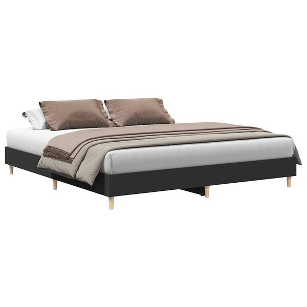 vidaXL Cadre de lit sans matelas noir 180x200 cm bois d'ingénierie