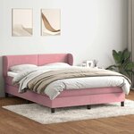 vidaXL Sommier à lattes de lit avec matelas rose 140x220 cm velours