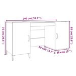 vidaXL Bureau Chêne fumé 140x50x75 cm Bois d'ingénierie
