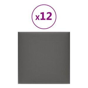 vidaXL Panneaux muraux 12 Pièces Gris 30x30 cm Similicuir 1 08 m²