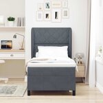 vidaXL Lit à ressorts avec matelas Gris foncé 200 x 100 cm Polyester
