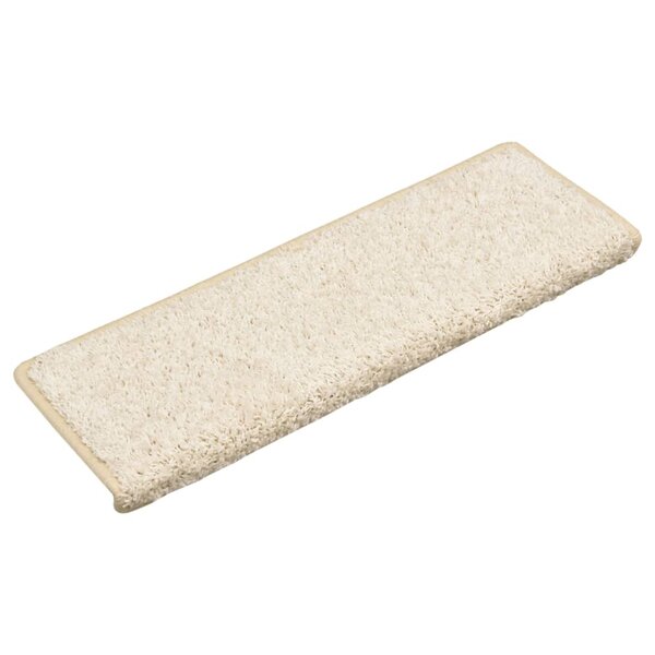 vidaXL Tapis d'escalier 15 pièces 65 x 21 x 4 cm Blanc Bord rectangulaire