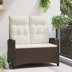 vidaXL Banc de jardin avec oreiller Marron et Crème 105 x 60 x 112 cm