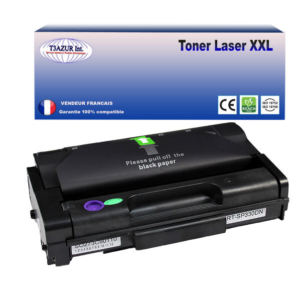 Toner compatible avec ricoh aficio sp330  sp330dn  sp330sfn  sp330sn  remplace ricoh aficio sp330 (408278/408281) -3 500 pages - t3azur