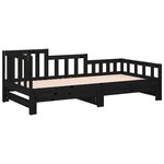 vidaXL Lit coulissant sans matelas noir bois de pin massif