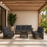 vidaXL Ensemble de canapé de jardin 8 pc Gris polyrotin