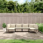 vidaXL Salon de jardin 6 Pièces avec coussins anthracite résine tressée