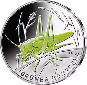 Pièce de monnaie en Cupronickel 5 Euro g 9 68 Millésime 2024 Wonderful world of insects GREEN HAY HORSE