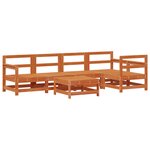 vidaXL Ensemble de salon de jardin 6 Pièces Brun cire Bois de pin massif