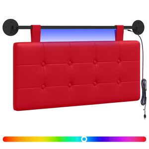 vidaXL Tête de lit suspendue Avec lumière LED Rouge Simili cuir