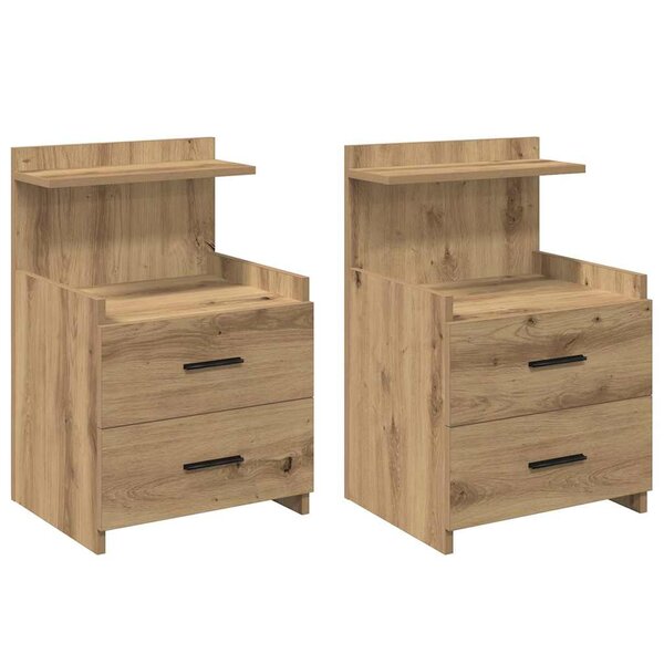 vidaXL Tables de chevet 2 pièces avec 2 tiroirs Chêne artisanal 40 x 36 5 x 62 cm