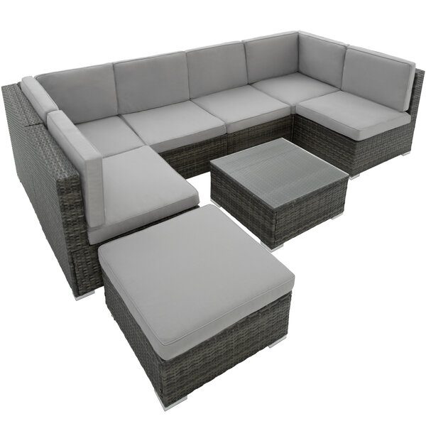 Tectake Canapé de Jardin VENISE 7 places - gris