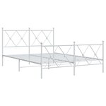 vidaXL Cadre de lit métal avec tête de lit/pied de lit blanc 140x190cm