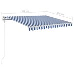 vidaXL Auvent manuel rétractable avec LED 3 5x2 5 m Bleu et blanc