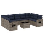 vidaXL Salon de jardin 10 Pièces avec coussins gris résine tressée