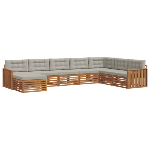 vidaXL Ensemble de canapés d'extérieur 8 Pièces Gris Naturel et Clair