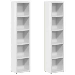 vidaXL Armoires à CD 2 Pièces Blanc brillant 21x16x93 5 cm