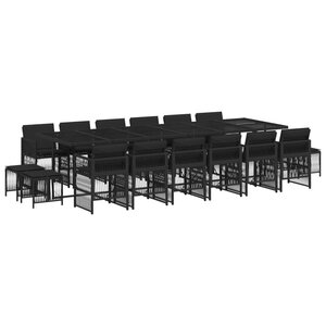 vidaXL Ensemble à manger de jardin 17 Pièces coussins noir résine tressée