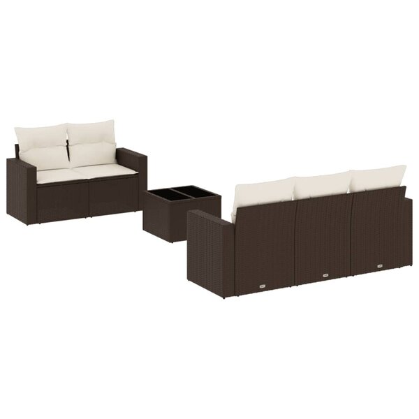 vidaXL Salon de jardin avec coussins 6 Pièces marron résine tressée