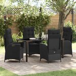 vidaXL Ensemble de salle à manger pour jardin 5 Pièces Noir polyrotin
