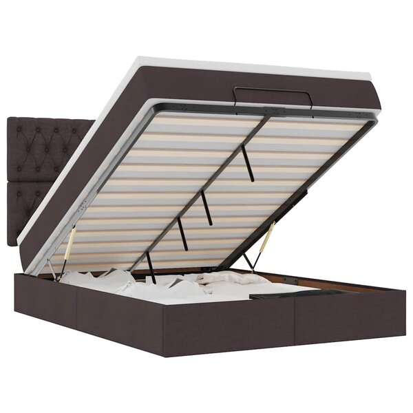 VidaXL Cadre de lit ottoman avec matelas marron foncé 140x200 cm tissu