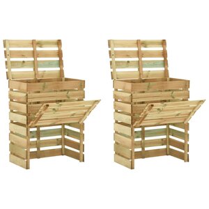 vidaXL Composteur de jardin à lattes 2 Pièces 80x50x100 cm Pin imprégné