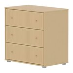Flexa SAGA Commode 3 tiroirs a facades rainurees Beige sable Oat Boutons en chene