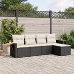 vidaXL Salon de jardin 5 Pièces avec coussins noir résine tressée