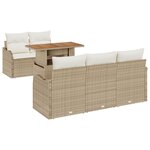 Ensemble sofa jardin 6 pièces avec coussins beige en poly rotin acacia