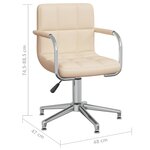 vidaXL Chaise pivotante de bureau Crème Tissu