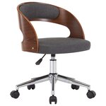 Chaise fauteuil siège pivotante de bureau informatique étude bois courbé et tissu gris 02_0024107
