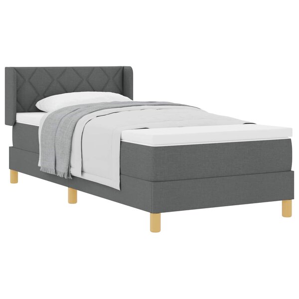 vidaXL Lit à ressorts avec matelas Gris foncé 200 x 100 cm Polyester