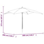 vidaXL Parasol de jardin avec mât en bois noir 300x300x273 cm