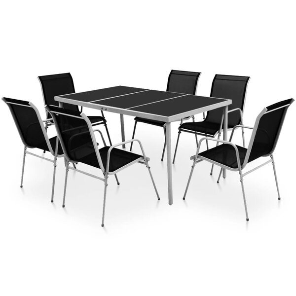 vidaXL Mobilier de salle à manger d'extérieur 7 Pièces Acier Noir