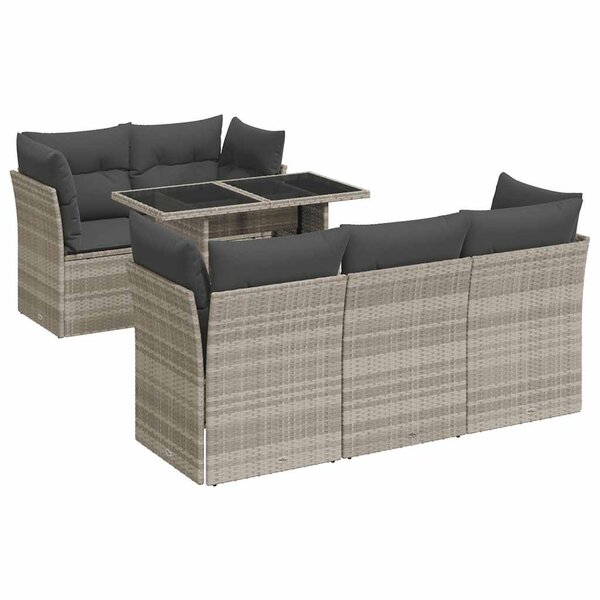 vidaXL Salon de jardin 6 Pièces avec coussins gris clair résine tressée