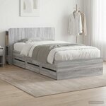 vidaXL Cadre de lit avec rangement Sonoma gris 90 x 190 cm
