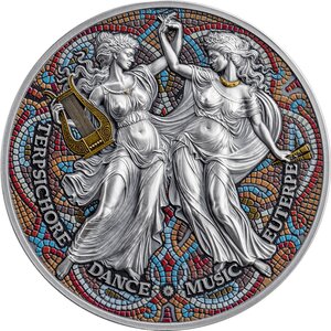 TERPSICHORE & EUTERPE Les Neuf Muses Pièce 2 Once Argent 2000 Francs Cameroun 2025