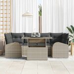 vidaXL Ensemble de canapé de jardin 7 Pièces Gris clair Poly rotin