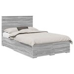 vidaXL Cadre de lit Gris Sonoma 135 x 190 cm Bois d'ingénierie