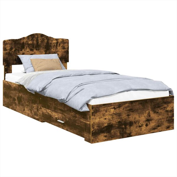 vidaXL Cadre de lit Chêne fumé 70 x 190 cm Bois d'ingénierie
