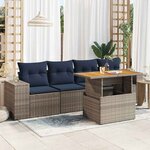 vidaXL Salon de jardin 5 Pièces avec coussins gris résine tressée