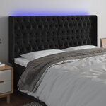 vidaXL Tête de lit à LED Noir 203x16x118/128 cm Velours