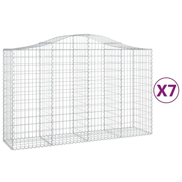 vidaXL Paniers à gabions arqués 7 Pièces 200x50x120/140 cm Fer galvanisé