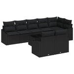 vidaXL Ensemble de Canapés avec coussin 9 Pièces Noir polyrotin
