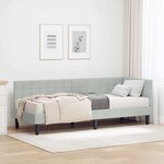 vidaXL Cadre de lit d'angle avec matelas 2 Pièces Gris clair Velours